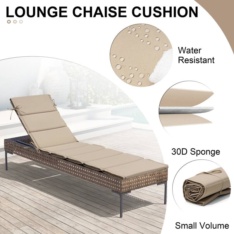 Outdoor Chaise Lounge Chair Cushion Patio Sun Lounger Cushion Sunbed Seating Pad