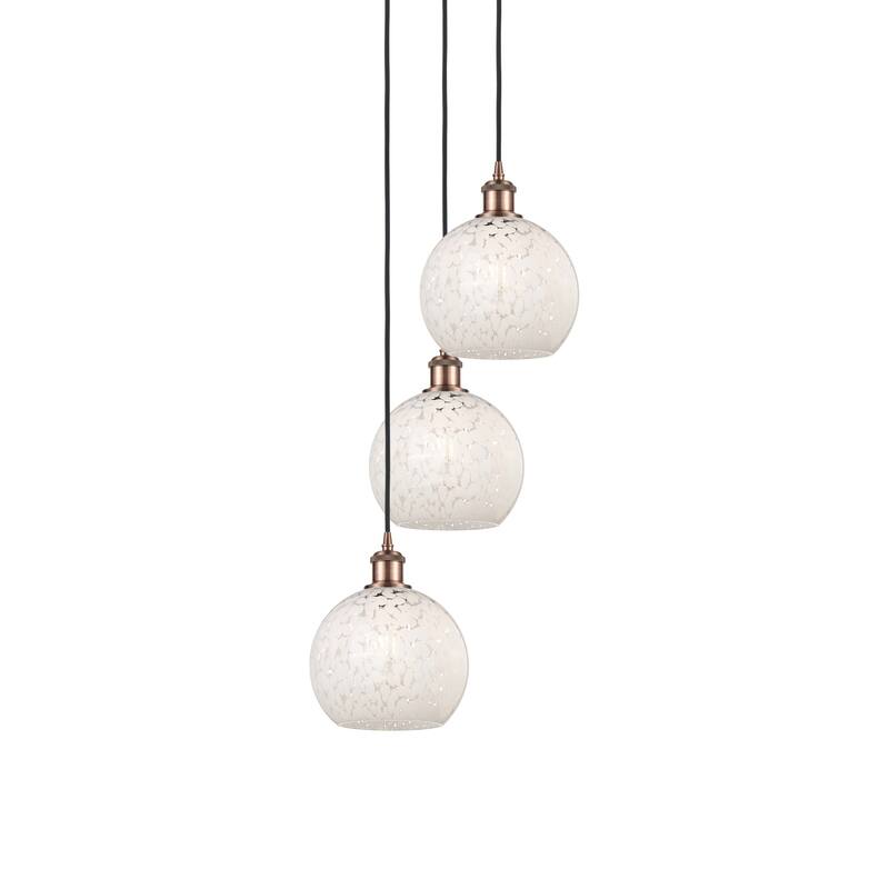 Innovations Lighting 113B-3P-36-15 White Mouchette Pendant White - Antique Copper