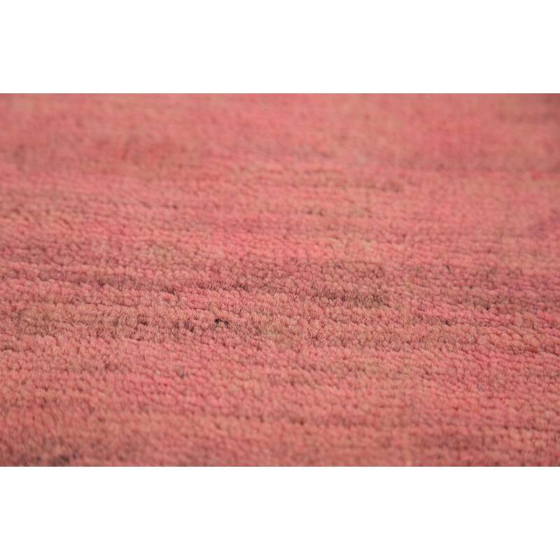 Pink Modern Gabbeh Oriental Area Rug Hand-Knotted Wool Carpet - 6'4" x 9'7"