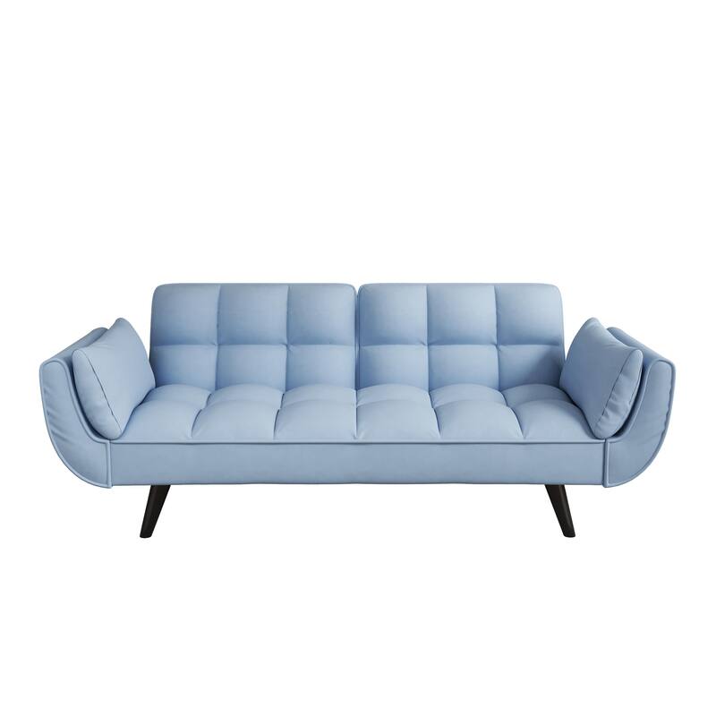 Velvet Sofa Bed with Adjustable Backrest, 57-Inch Space-Saving Couch for Small Rooms