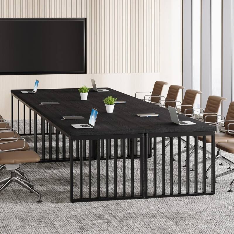 6.56 ft Industrial Conference Table, Rectangular Meeting Table for Seminar, Business & Negotiation