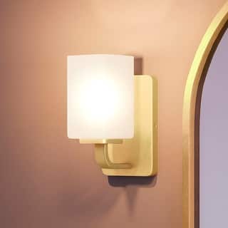 Luxury Contemporary Wall Sconce, 8.5"H x 4.75"W, with Modern Farmhouse Style, Satin Gold, BWP4324 by Urban Ambiance - 8.5