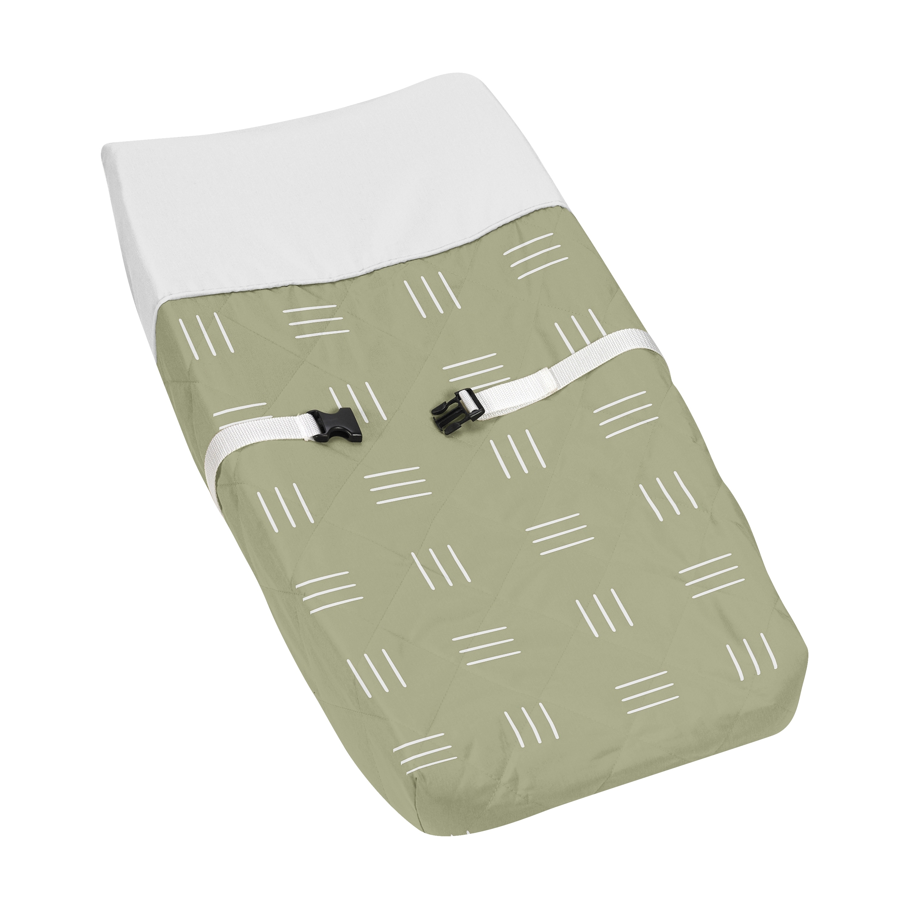 Sage Green Boho Mudcloth Boy Girl Baby Changing Pad Cover White