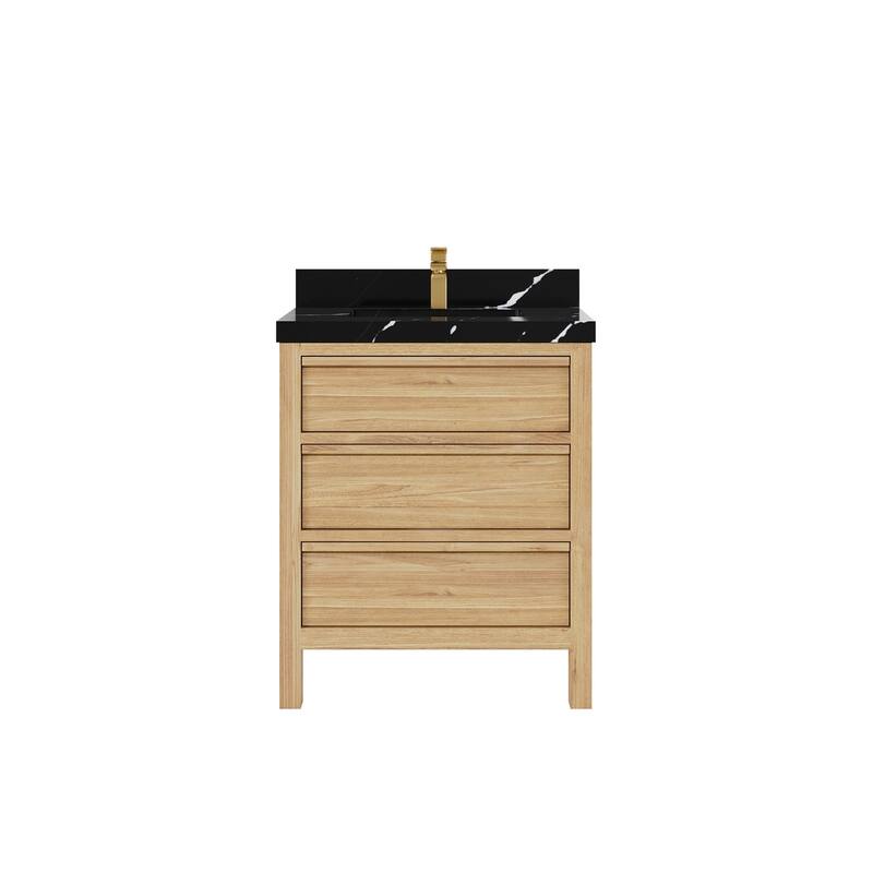 Willow Collections 30 in. W x 22 in. D Elizabeth Solid Teak Wodd Single Sink Bathroom Vanity with Countertop