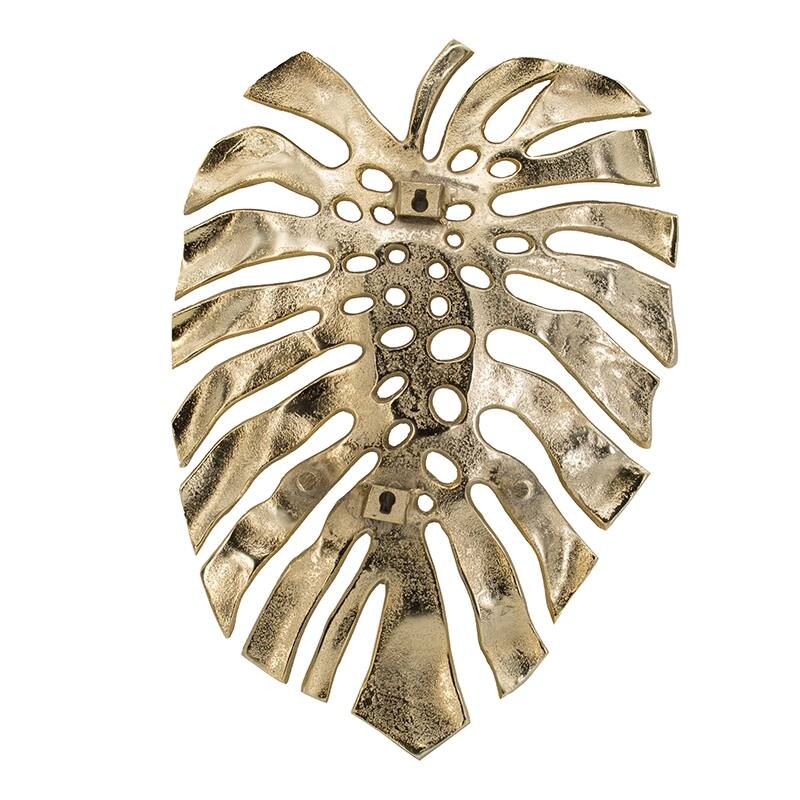 Modern Multi-functional Monstera Leaf Wall Decor with Bright Gold Finish, for Various Interior Styles and Themes
