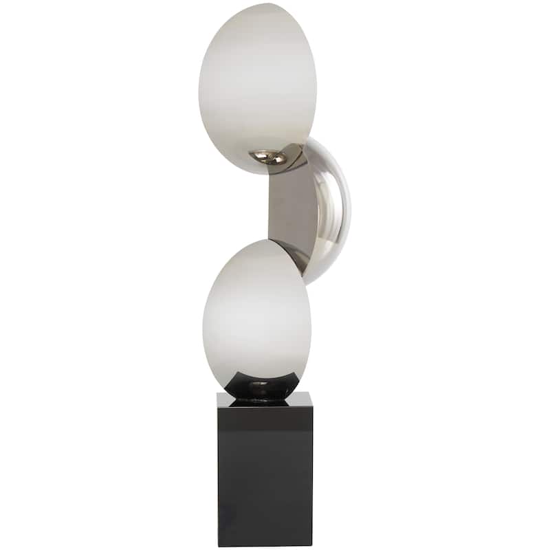 Black Crystal Abstract Two-Tone Geometric Decorative Sculpture with Stacked Semi Circles