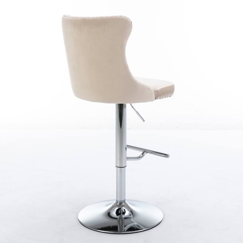 Counter Height Swivel Barstools Adjustable Upholstered Bar Chairs Set of 2