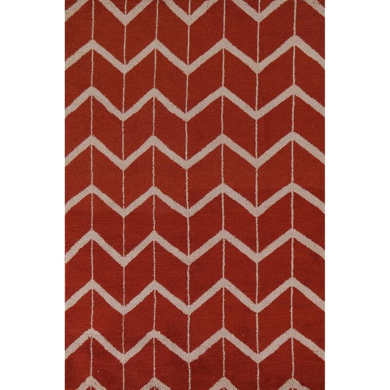 Hand Knotted Oriental 100% Wool Carpet Modern All-Over Red Gabbeh Area Rug - 7' 10'' X 5' 2''