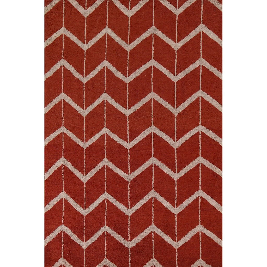Hand Knotted Oriental 100% Wool Carpet Modern All-Over Red Gabbeh Area Rug - 7' 10'' X 5' 2''