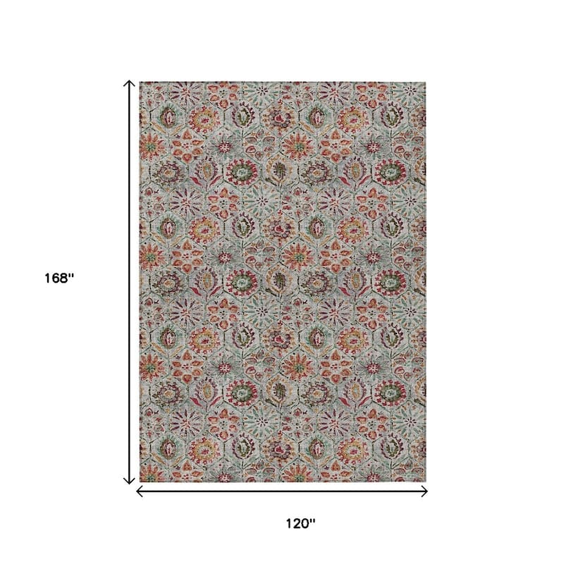 HomeRoots Floral Transitional Rectangle Outdoor Rug