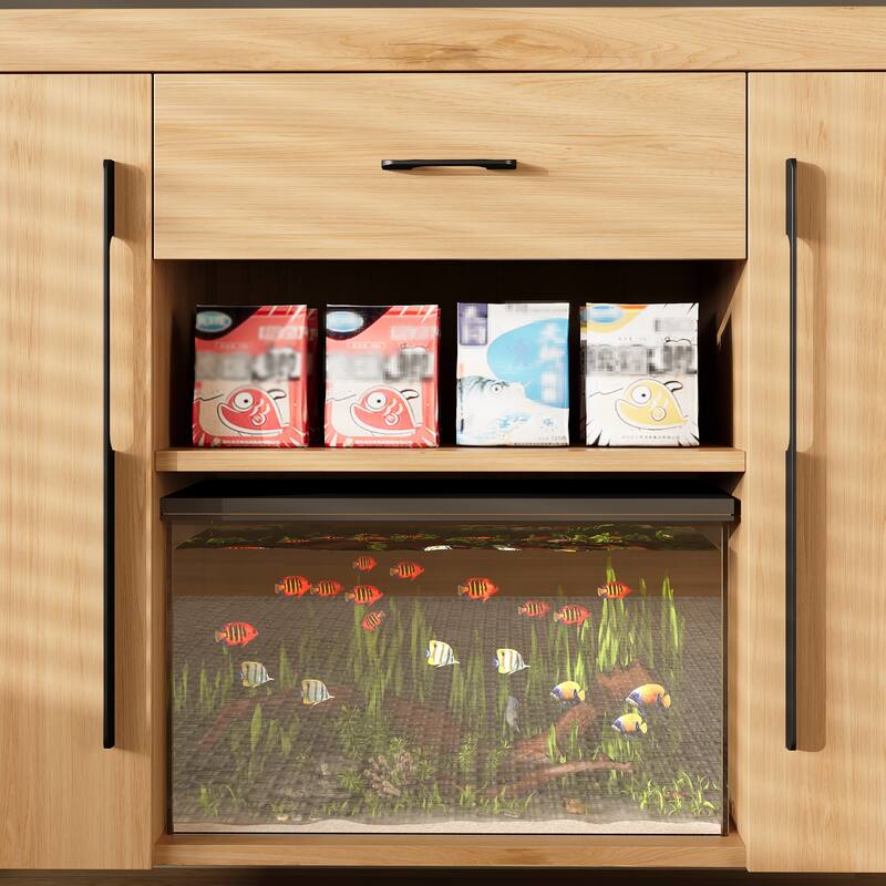 Rossetta 2-in-1 Modern Stylish Design Heavy Duty Fish Tank Stand with 4 Cabinets, Charging Station