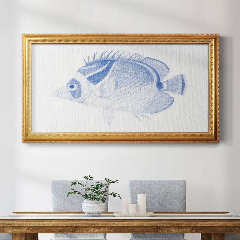 Blue & White Tropical Fish IV Premium Framed Canvas- Ready to Hang