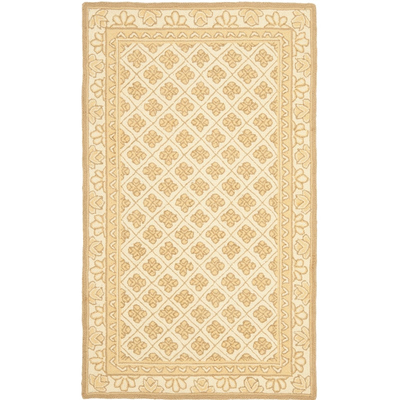 SAFAVIEH Handmade Wilton Keli Country Floral Wool Rug - 3'9" x 5'9" - Ivory/Taupe