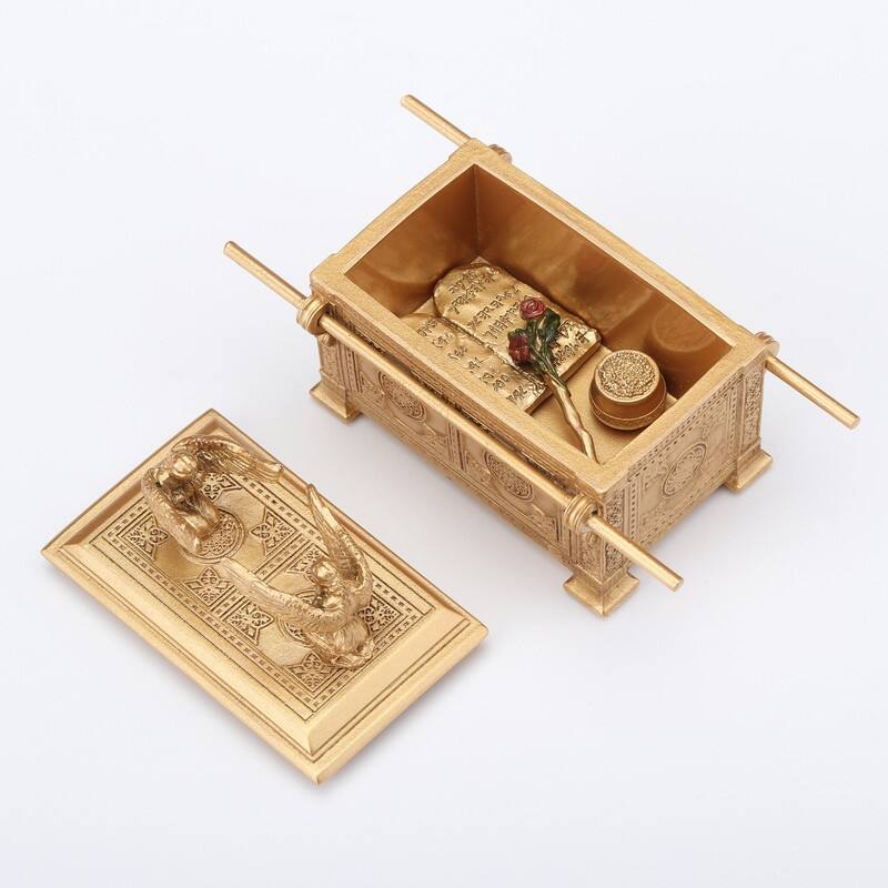 4.72 inches Width Polyresin Ark of the Covenant Trinket Box with Holy Relic Multicolor Finish Figurine