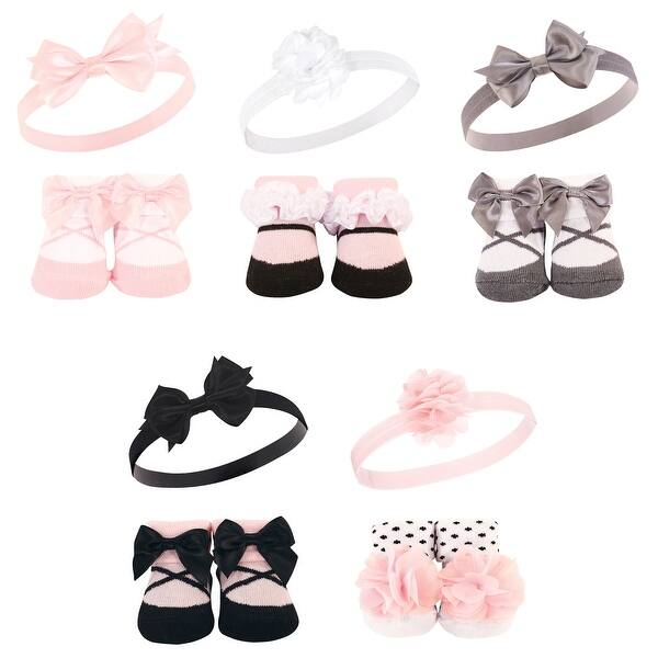 slide 1 of 1, Hudson Baby Girl Headband and Socks Giftset, Black Ballet, One Size - Black Ballet 10-Pack Black Ballet 10-Pack - One Size