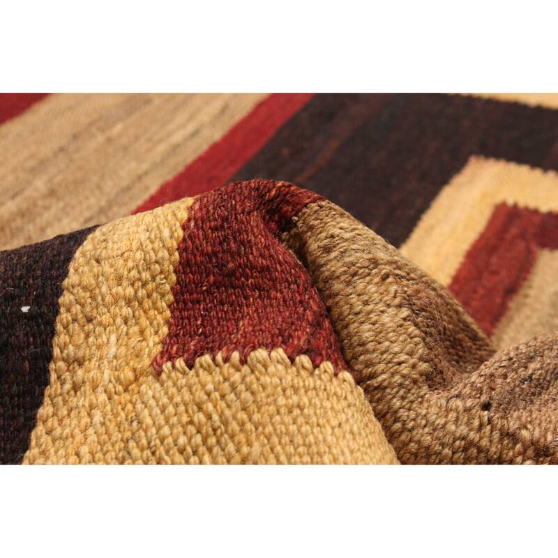 ECARPETGALLERY Flat-Weave Natural Brown Wool Tapestry Kilim - 6'4 x 9'6