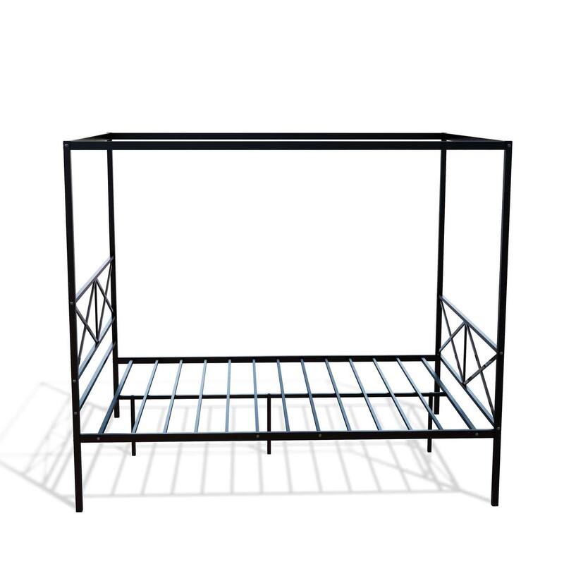 Queen Bed Frame with Headboard & Footboard - Modern Metal Platform Bed - Black Finish