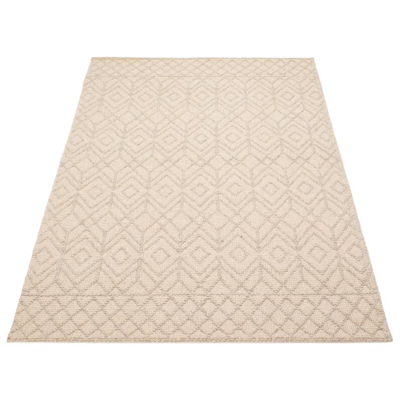 ECARPETGALLERY Braid weave Sienna Khaki Wool Rug - 5'1 x 8'2