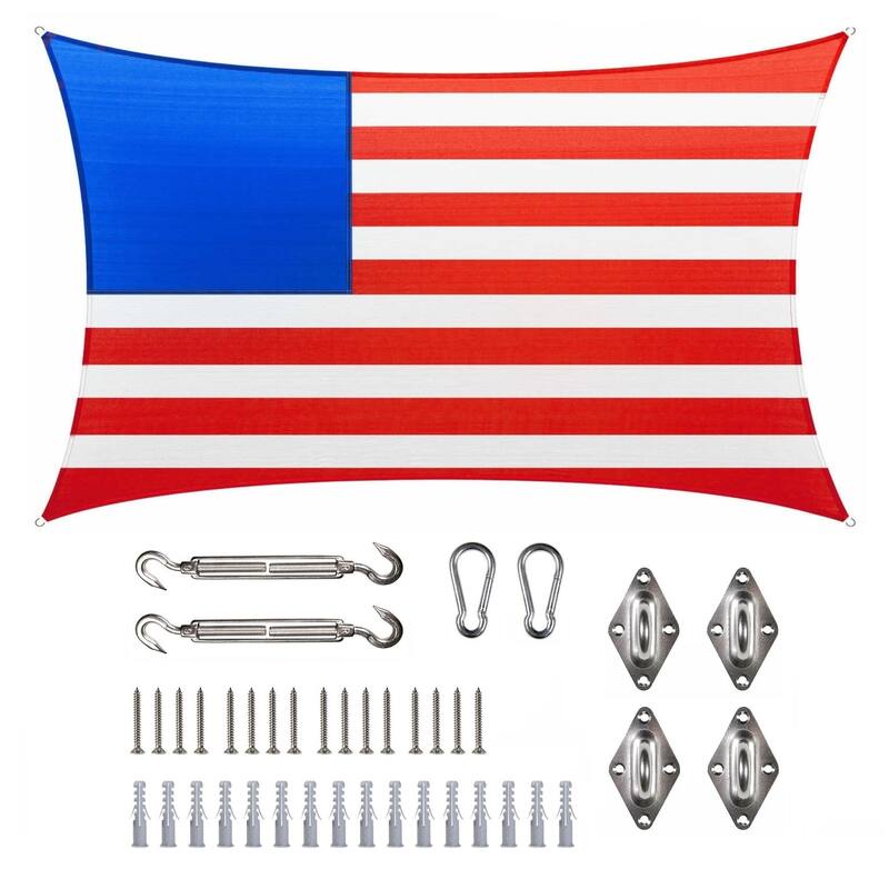 ColourTreeUSA Rectangle Sun Shade Sail HDPE w/Hardware Installation Kit