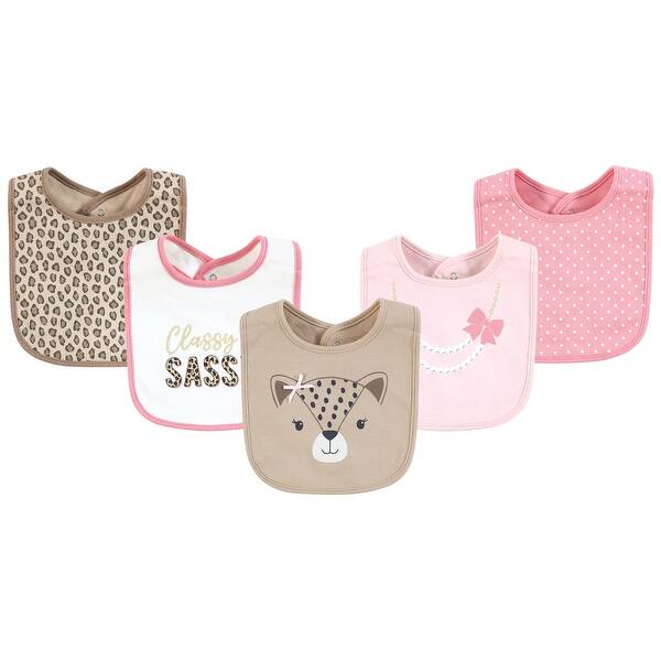 slide 1 of 1, Hudson Baby Infant Girl Cotton Bibs, Sassy Cheetah, One Size - Sassy Cheetah - One Size One Size - Sassy Cheetah