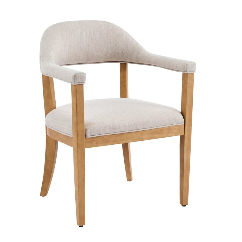 Christopher Knight Home - Mid-Century 5-Piece Set Wood Dining Table Set with 4 Upholstered Arm Chairs