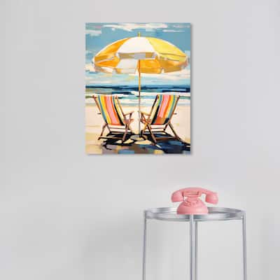 Wynwood Studio Canvas Nautical and Coastal Beach for Two Yellow and Light Blue Nautical & Coastal Wall Art Canvas Print