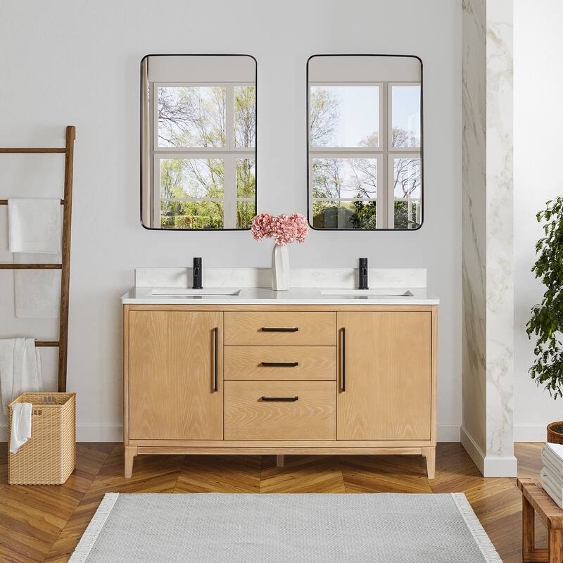 Miseno MV-NM-GARA60M-GWT Gara 60" Free Standing Double Basin Vanity