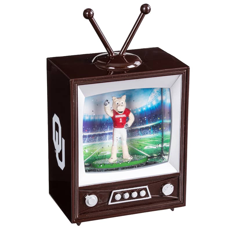 Univ of Oklahoma 8 in. Vintage TV Light Up Water Lantern Snow Globe