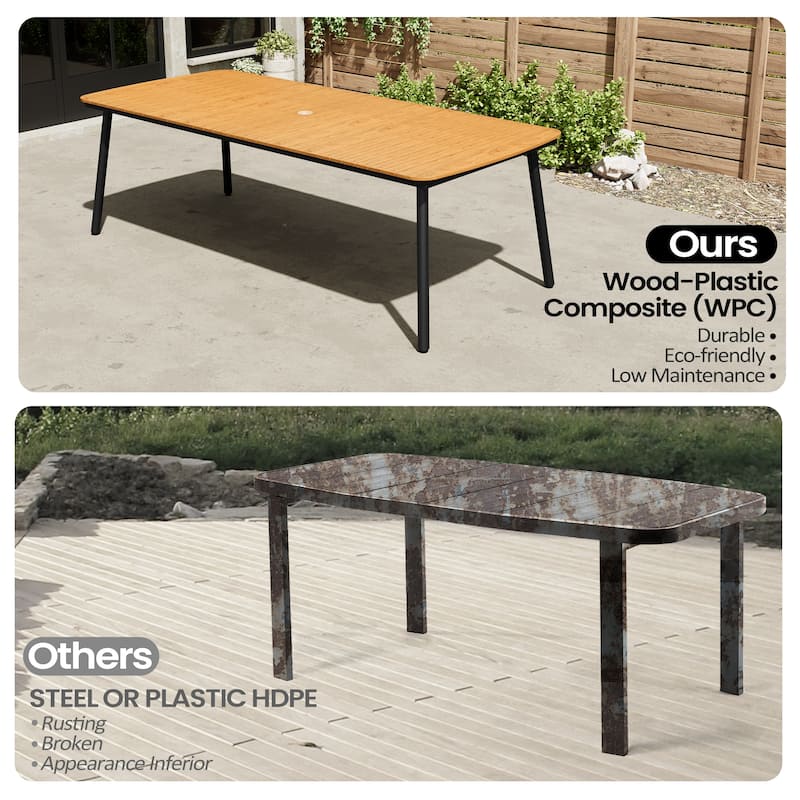 Outdoor Patio Dining Table Rectangular Aluminum Outdoor Table for 6/8/10 Person