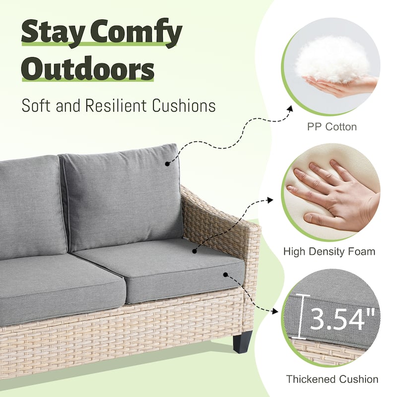 HOOOWOOO 8-piece Wicker Patio Furniture Conversation Sofa Set