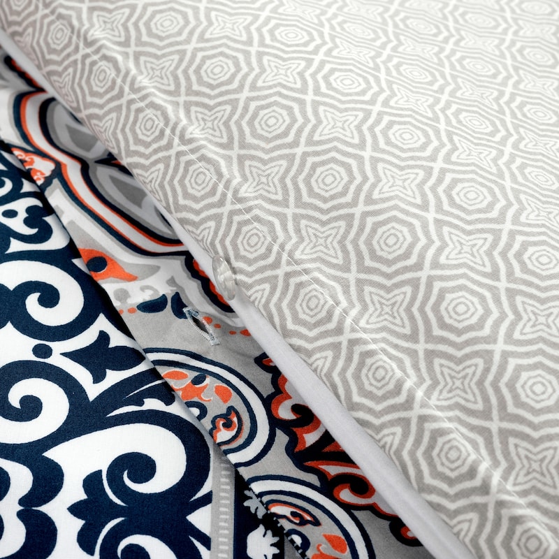 Lush Decor Nesco Stripe Reversible Cotton Duvet Cover 3Pc Set