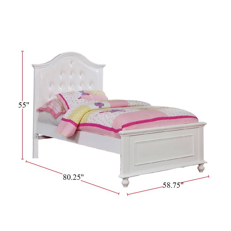 Bed With Padded Camelback Headboard, White