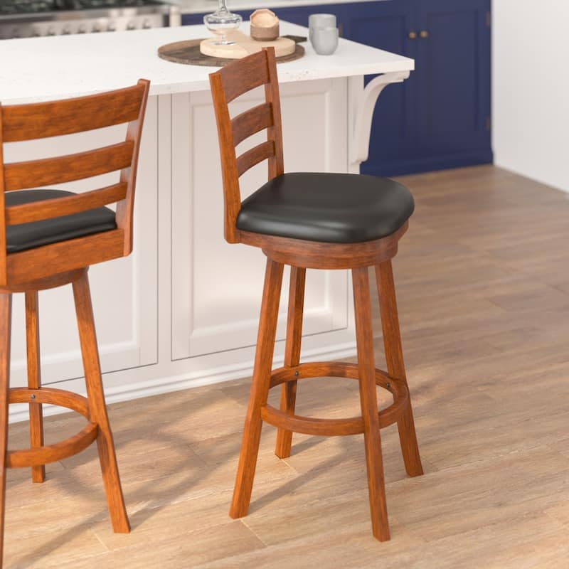 Upholstered Commercial Wooden Swivel Bar Stool