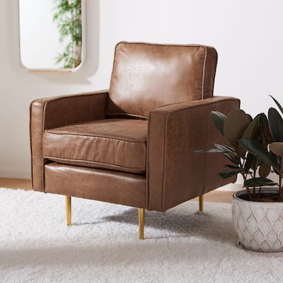 SAFAVIEH Paityn Brown/Gold Accent Chair. - 31" W x 30" D x 33" H