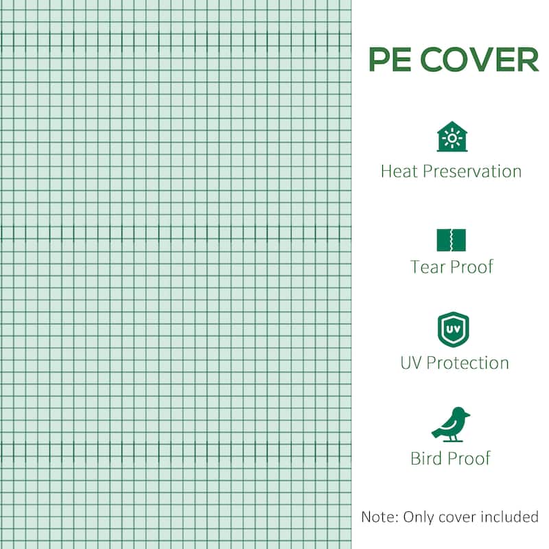 Outsunny Replacement Greenhouse Cover Tarp with 12 Windows for Ventilation & Zipper Door, Green