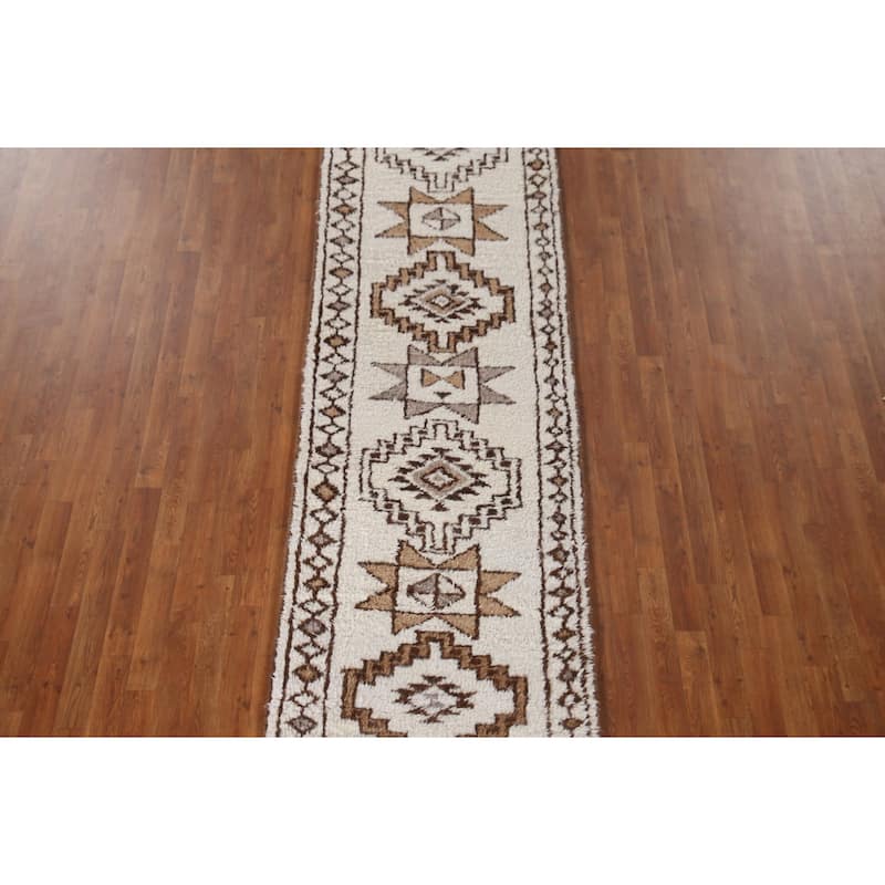 Beige Anatolian Oriental Runner Rug Hand-knotted Wool Carpet - 2'11"x 13'0"