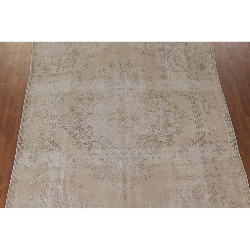 Hand Knotted Oriental 100% Wool Carpet Traditional Floral Beige & Ivories Tabriz Area Rug - 12' 5'' X 8' 10''