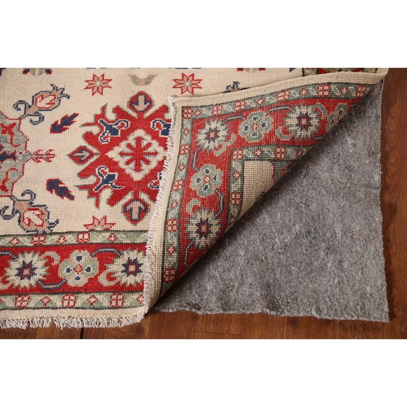 Ivory / Beige Kazak Oriental Accent Rug Hand-Knotted Wool Carpet - 3'2"x 4'8"