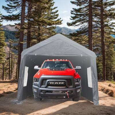 10x20 ft Heavy Duty Carport w/Roll-up Vent Windows & Sidewalls - 10x20FT