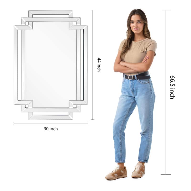 Crosspath Beveled Framed Rectangular Wall Mirror - 30" x 44" x 0.9"