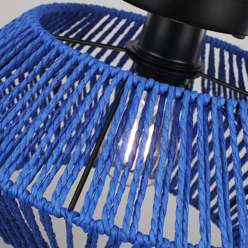 Modern Farmhouse Style Hand-Woven Rattan Semi Flush Mounts Light Fixture for Kitchen Living Room