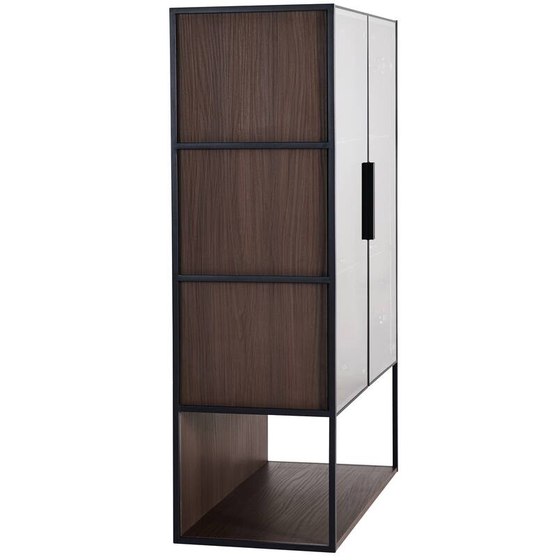 Glass Lighted Display Cabinet with Metal Frame LED Curio Cabinet, 51.2'' Tall Book Display Cabinet Display Shelf