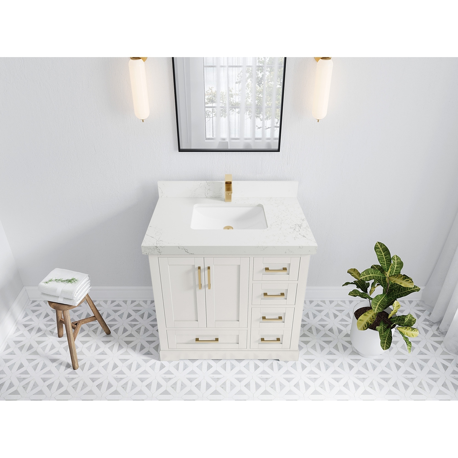 Willow Collections 36 in. W x 22 in. D Boston Center Left Offset Sink Bathroom Vanity With Counter top