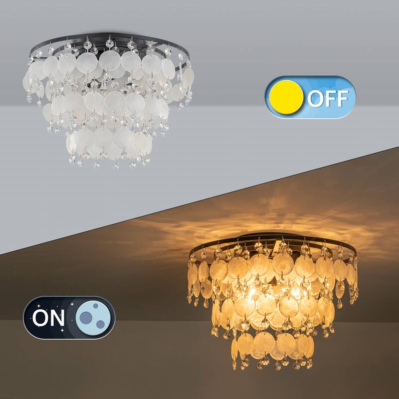 Starsky Coastal 3-Light Tiered Shell Flush Mount