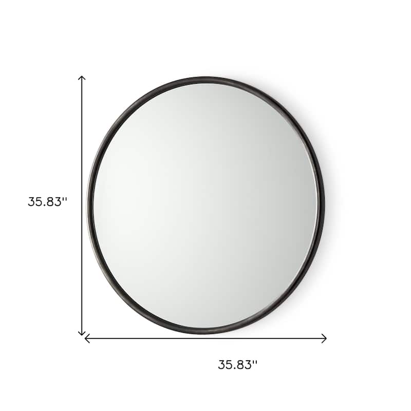 HomeRoots 36" Black Metal Round Framed Accent Mirror - 35.83 in. x 35.83 in. x 0.98 in.