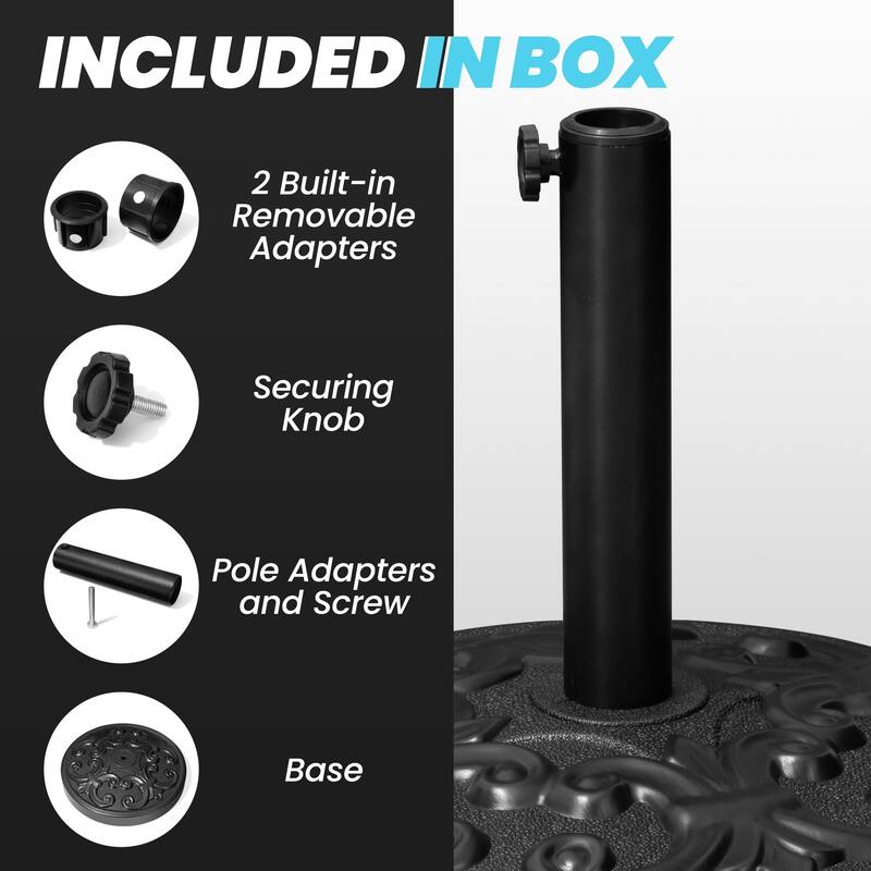 Round Outdoor Patio Market Umbrella Base Holder Filled with Concrete Cement for Table Umbrella