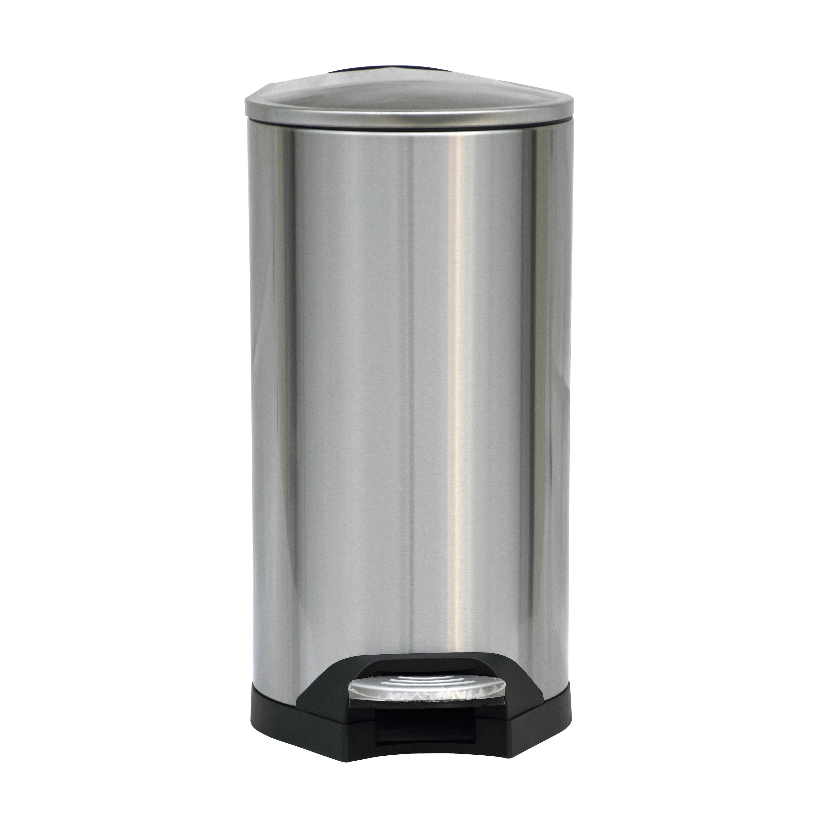 King's Rack 8 Gallon / 30 Liter Brushed Stainless Steel Step-on Trash Can Fingerprint Resistance with Removable Bucket