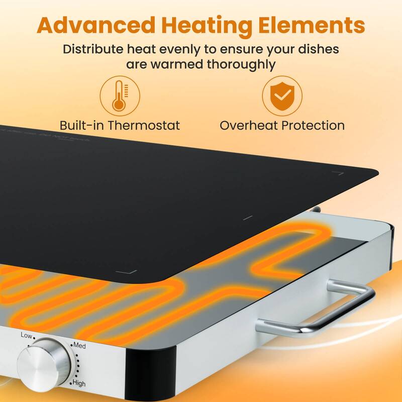 Costway 1/2/3/4PCS 16" x 12" Electric Warming Tray Tempered Glass Food