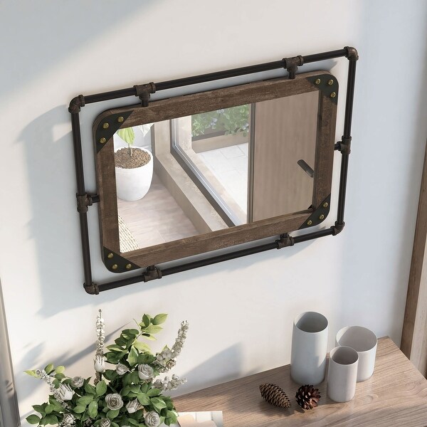 DH BASIC Frederick Industrial Pipe Metal and Bolted Wood Frame