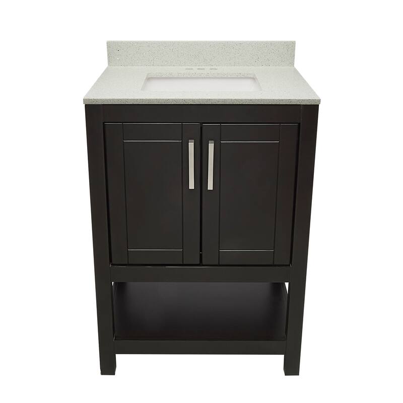 Taos 25" Bathroom Vanity with Cultured Marble Vanity Top Sink in White with White Basin